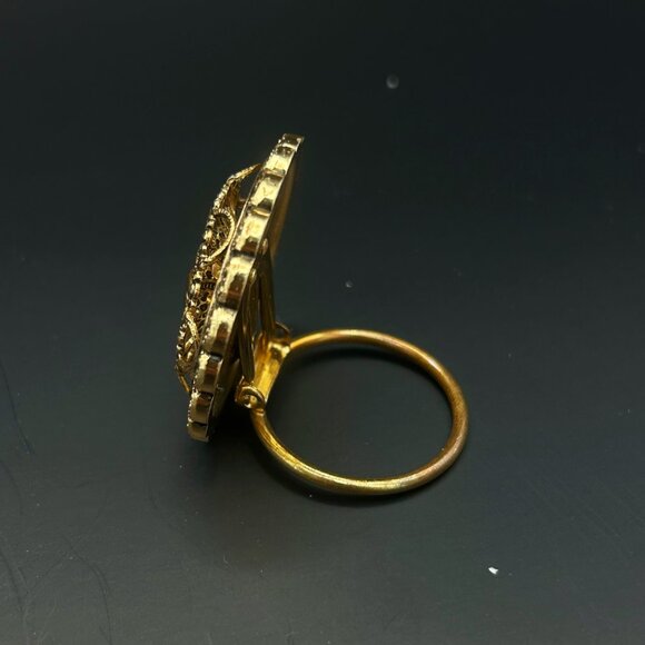 Vintage Western Germany Filigree Scarf Clip – Gold Tone Flower Design, 1960s - Picture 4 of 6